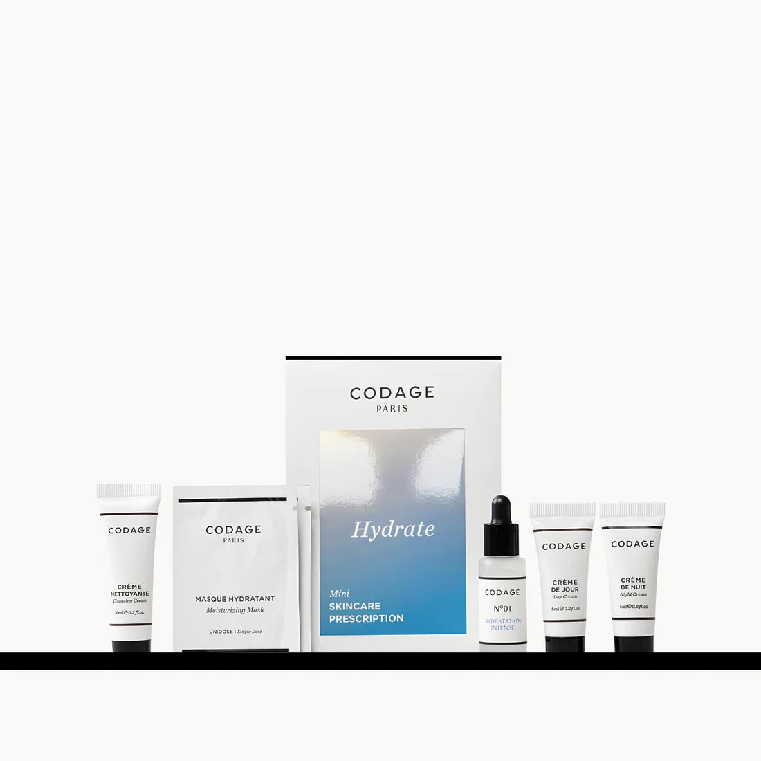 CODAGE PARIS skincare products including cream, mask, and serum on a white background